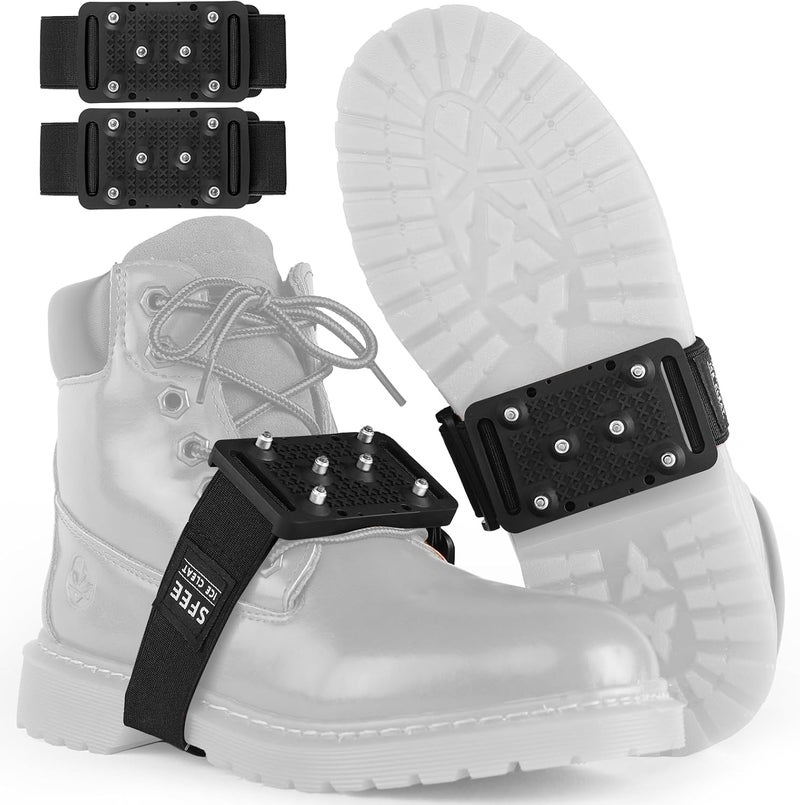 Sfee Ice Cleats Crampons, Easily Rotate Ice Grippers Ice Cleats for Shoes and Boots with Tungsten Studs Shoe Spikes - Image 1